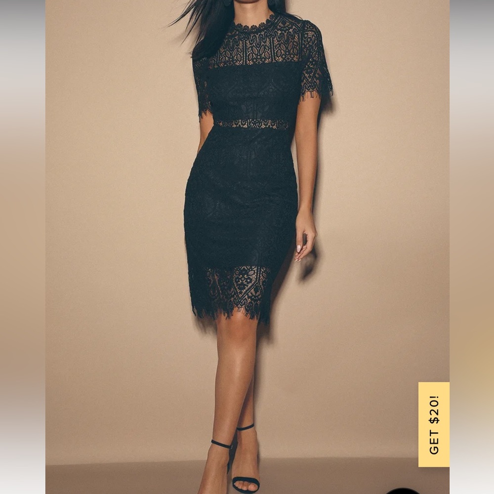Lulus Black Lace midi dress